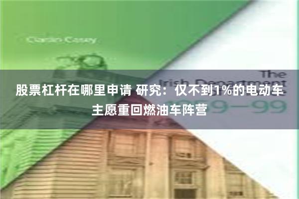 股票杠杆在哪里申请 研究：仅不到1%的电动车主愿重回燃油车阵营