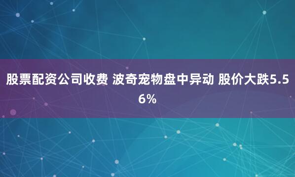 股票配资公司收费 波奇宠物盘中异动 股价大跌5.56%