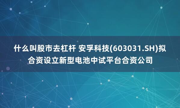 什么叫股市去杠杆 安孚科技(603031.SH)拟合资设立新型电池中试平台合资公司